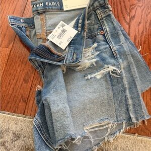 American Eagle Outfitters Women's Distressed Blue Jean Shorts